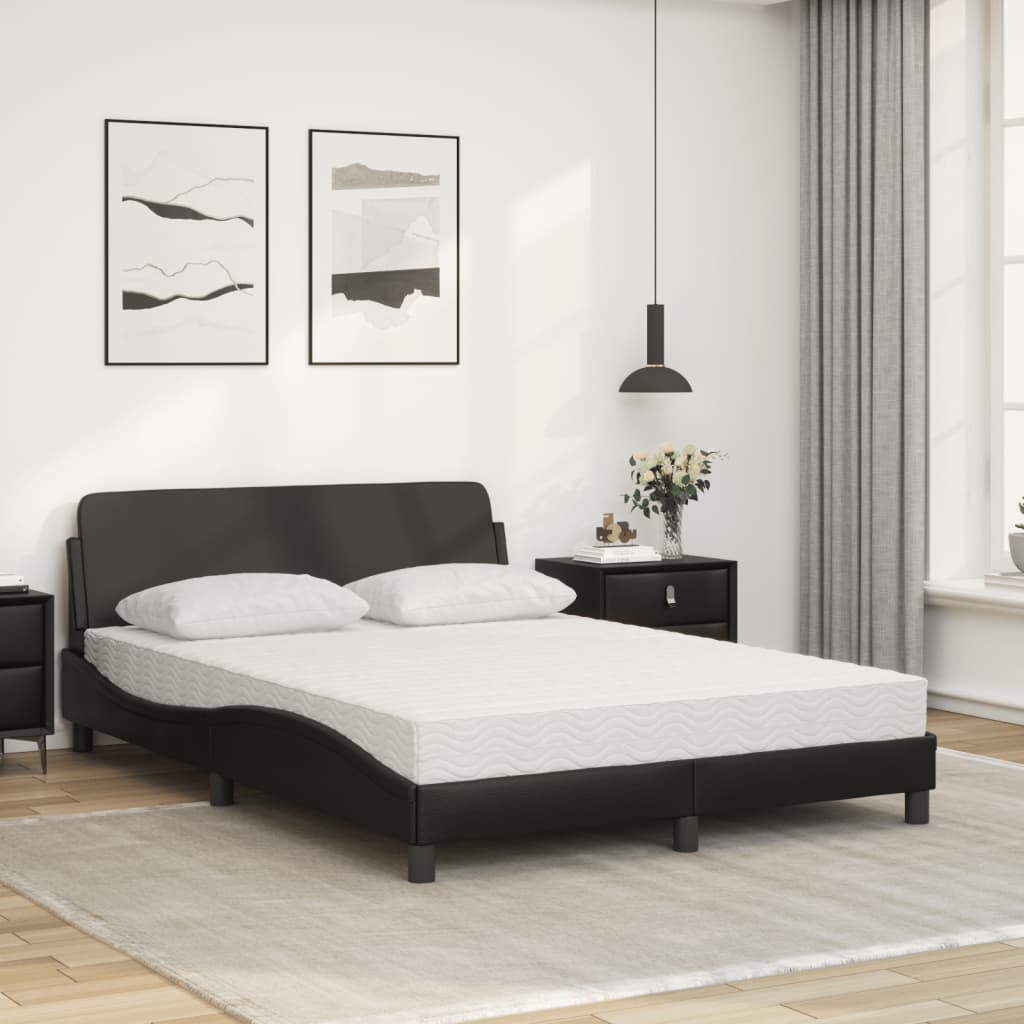 Lit avec matelas noir 120x200 cm similicuir