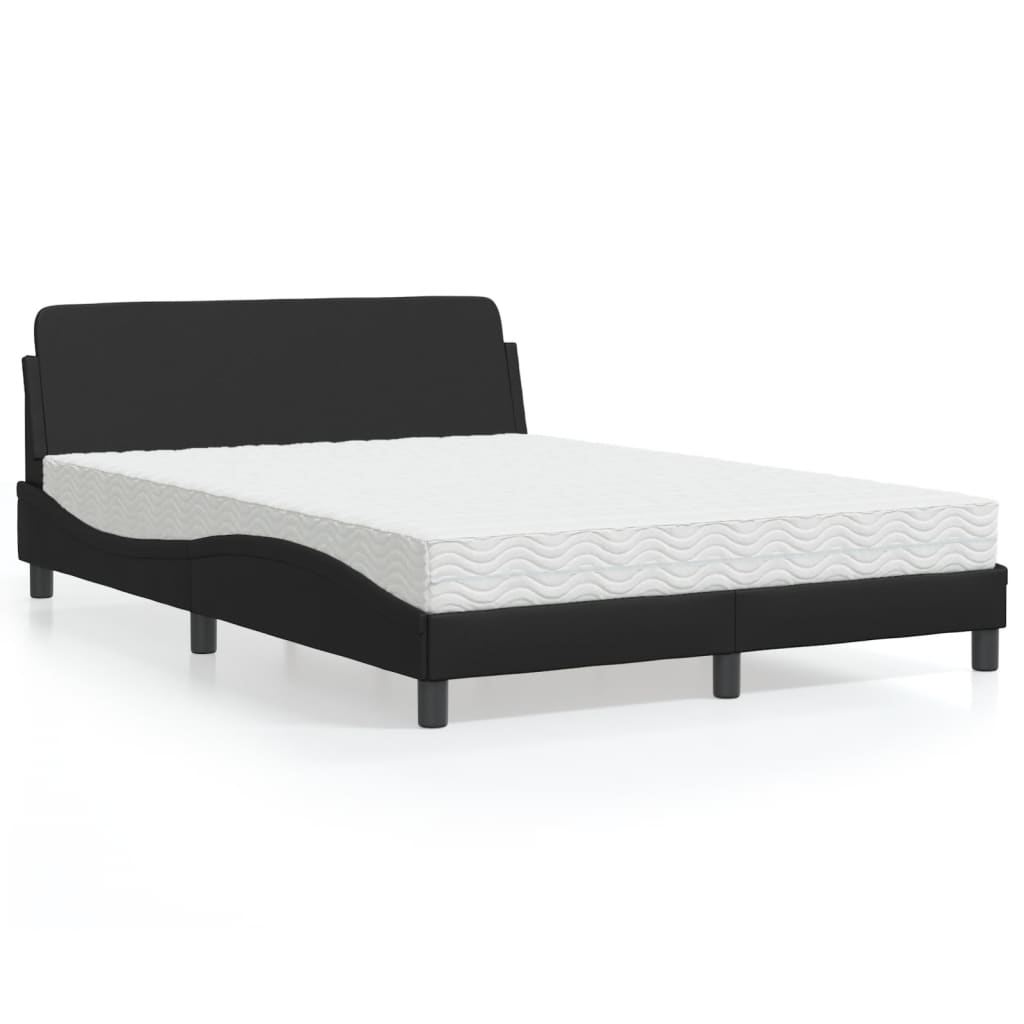 Lit avec matelas noir 120x200 cm similicuir