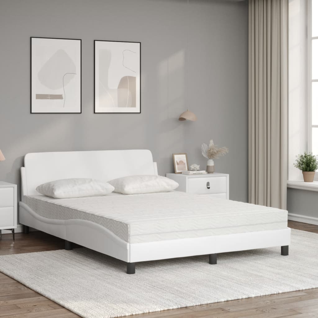 Lit avec matelas blanc 120x200 cm similicuir