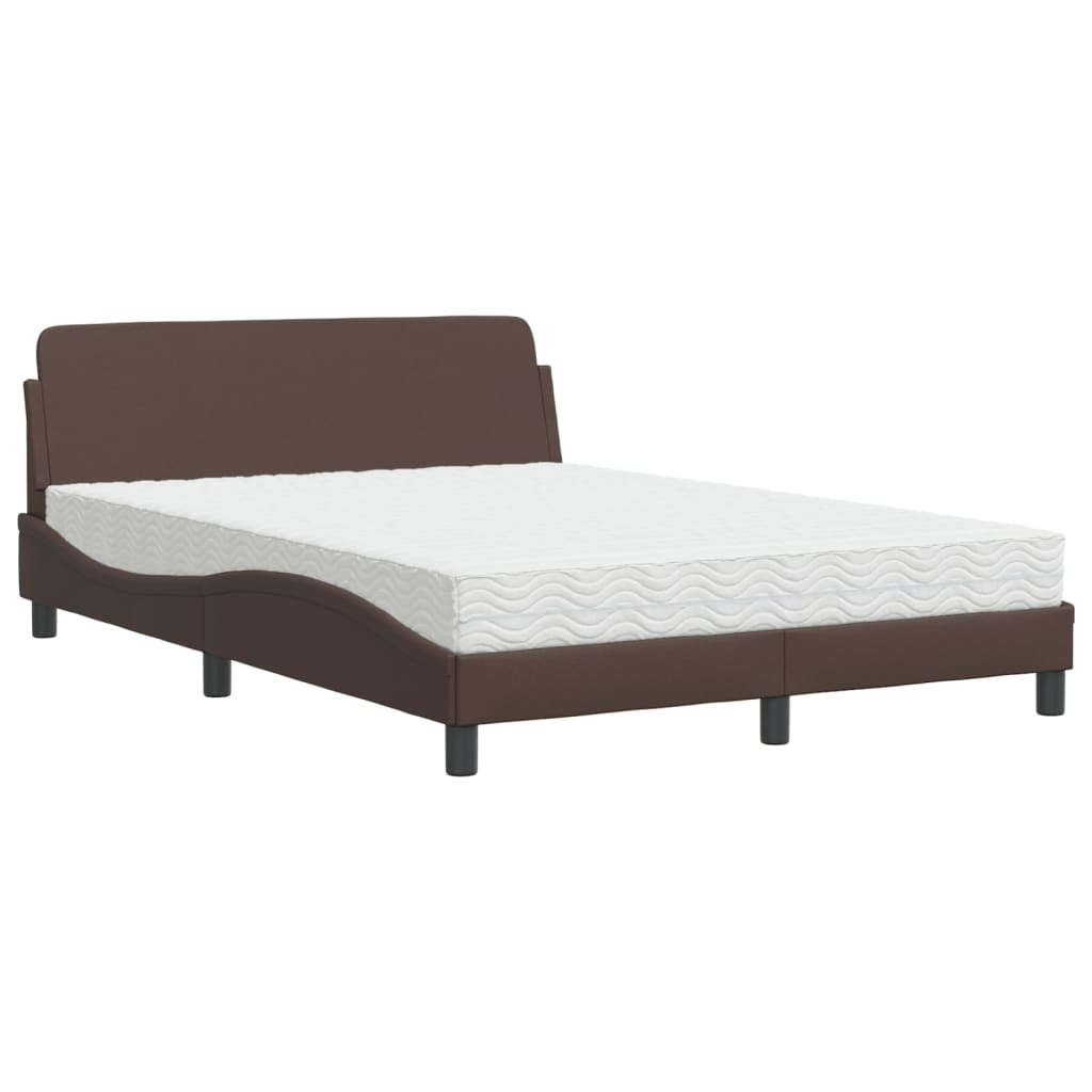 Lit avec matelas marron 120x200 cm similicuir