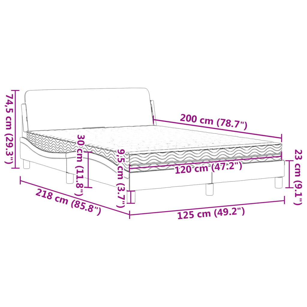 Lit avec matelas marron 120x200 cm similicuir