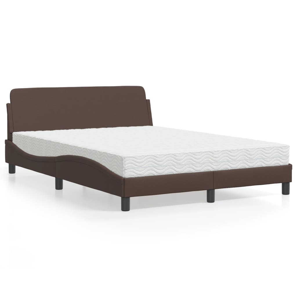 Lit avec matelas marron 120x200 cm similicuir