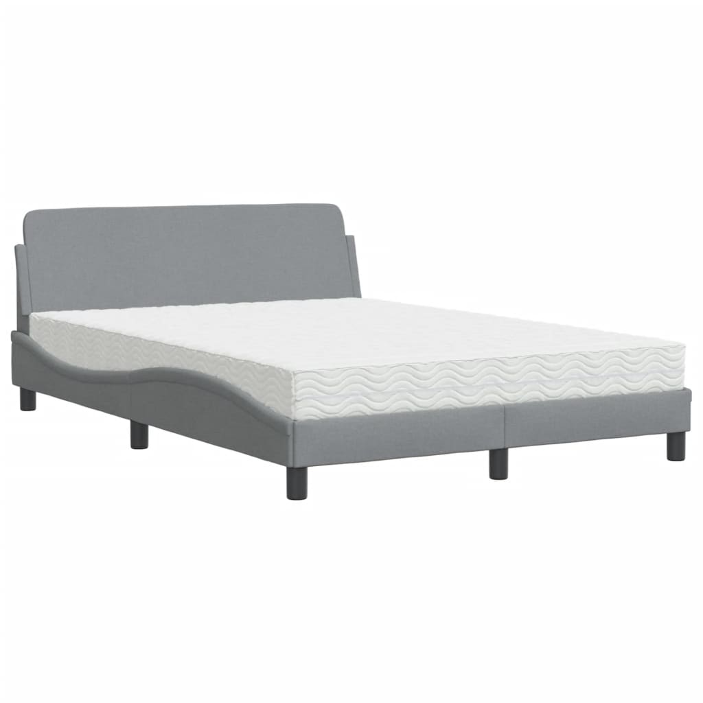 Lit avec matelas gris clair 140x190 cm tissu