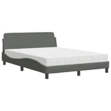 Lit avec matelas gris foncé 140x190 cm tissu