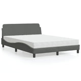 Lit avec matelas gris foncé 140x190 cm tissu