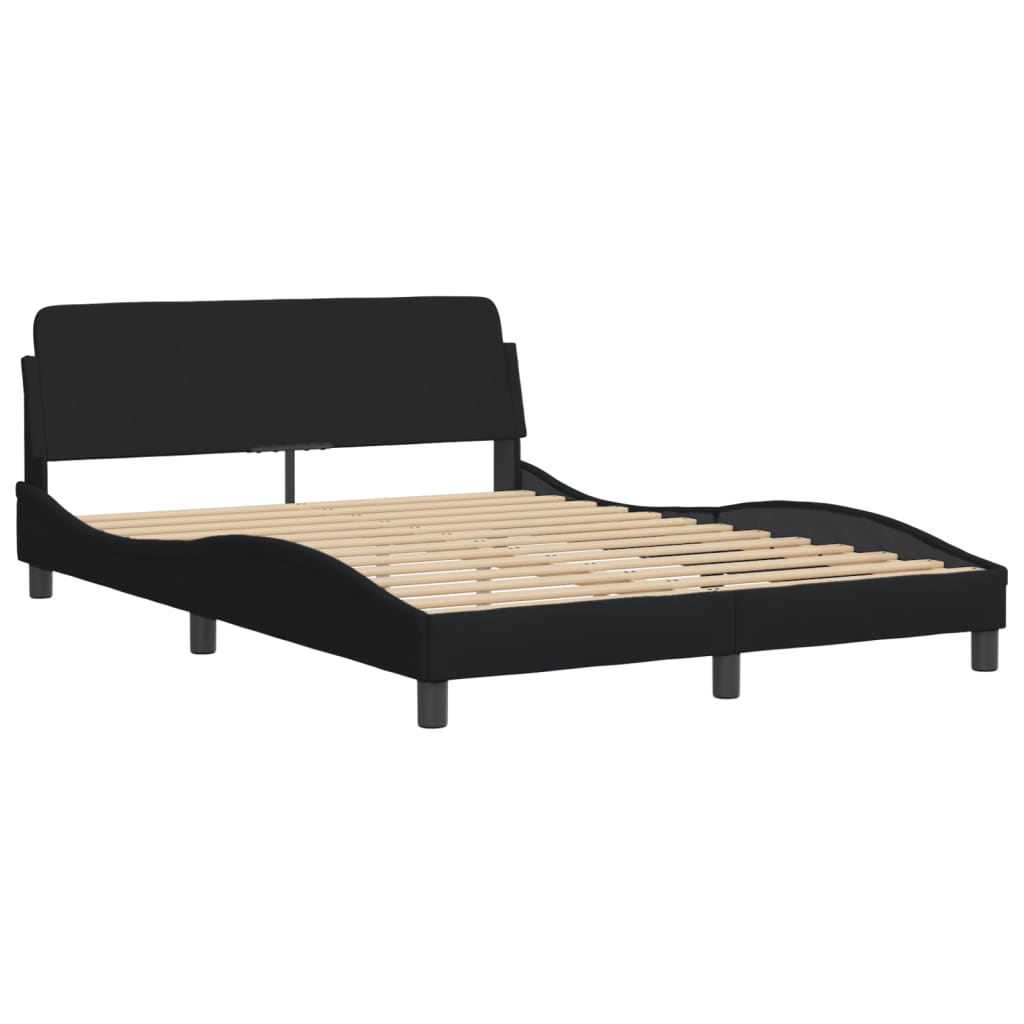 Lit avec matelas noir 140x190 cm tissu