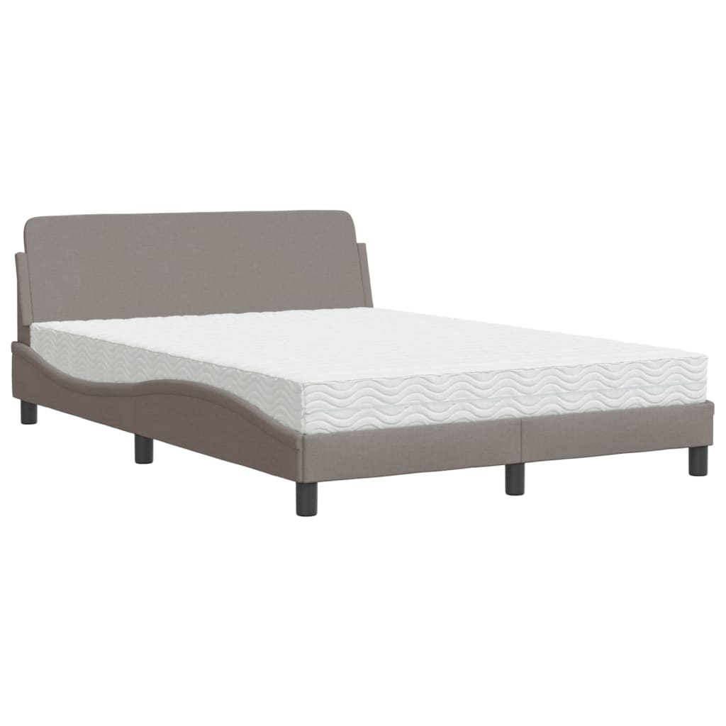 Lit avec matelas taupe 140x190 cm tissu