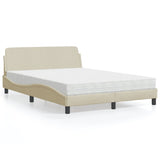 Lit avec matelas crème 140x190 cm tissu