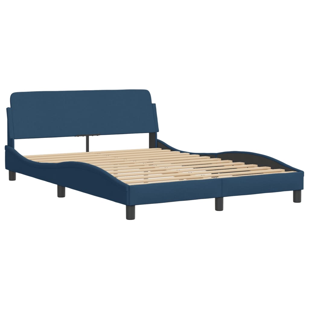 Lit avec matelas bleu 140x190 cm tissu