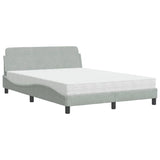 Lit avec matelas gris clair 140x190 cm velours