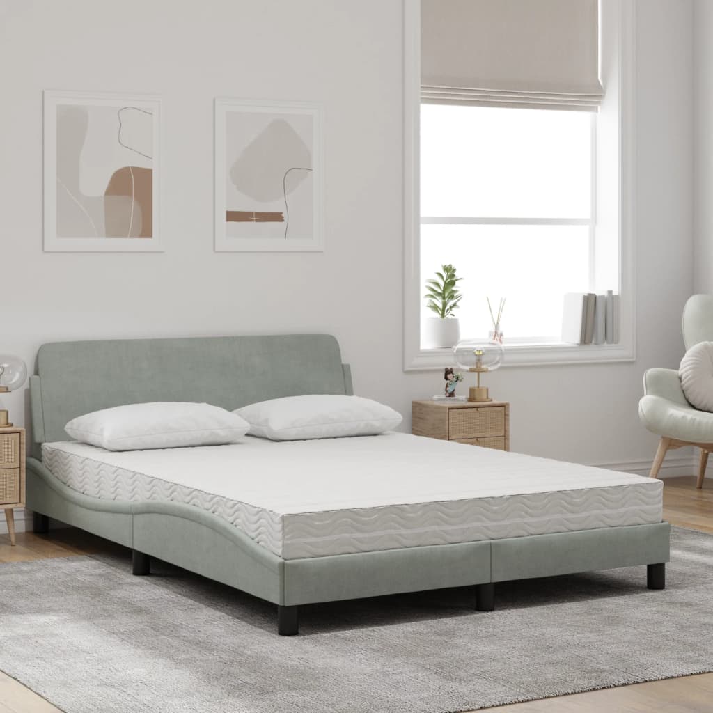 Lit avec matelas gris clair 140x190 cm velours