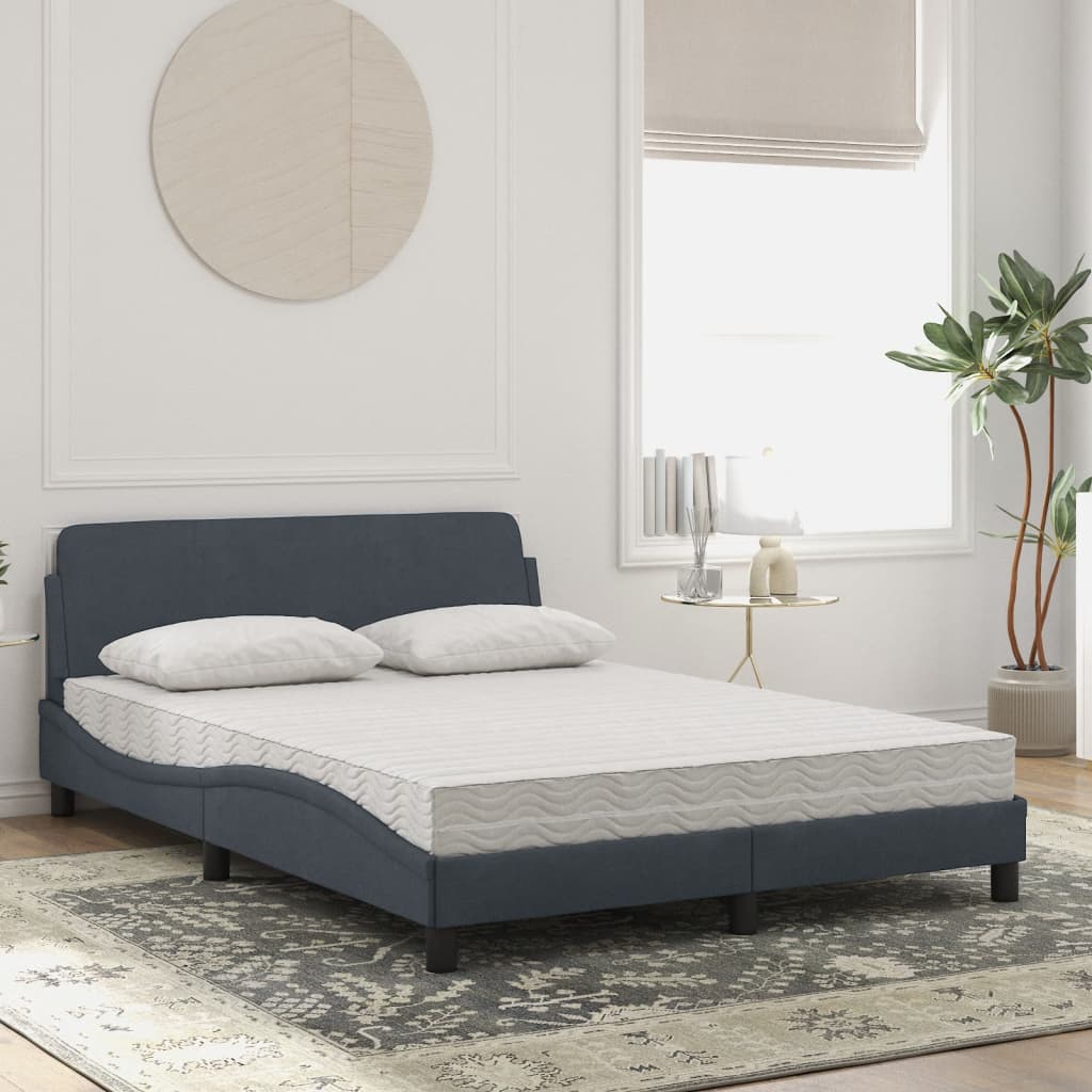 Lit avec matelas gris foncé 140x190 cm velours