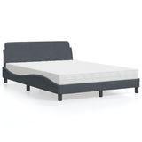 Lit avec matelas gris foncé 140x190 cm velours