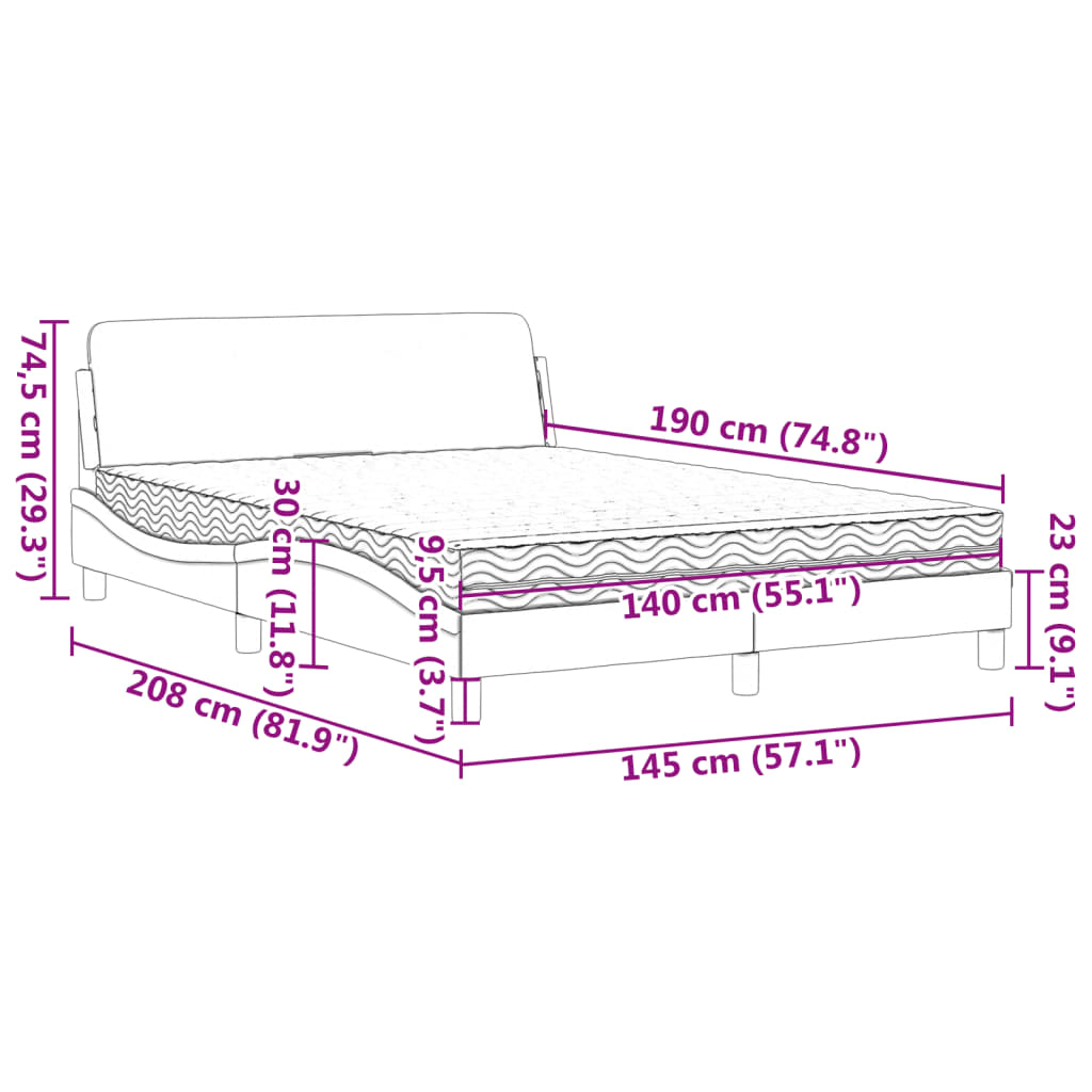 Lit avec matelas vert foncé 140x190 cm velours