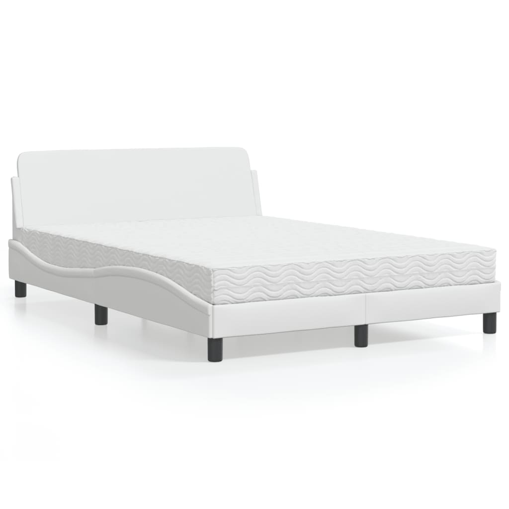 Lit avec matelas blanc 140x190 cm similicuir