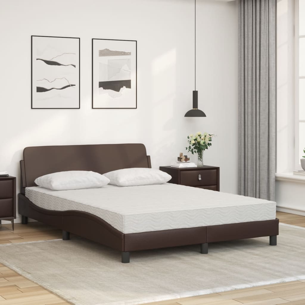 Lit avec matelas marron 140x190 cm similicuir