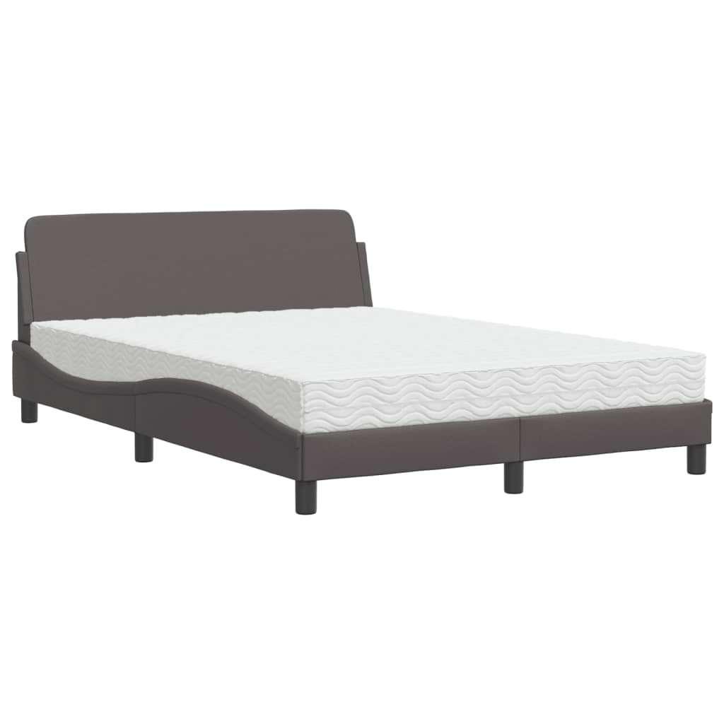 Lit avec matelas gris 140x190 cm similicuir