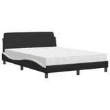 Lit avec matelas noir et blanc 140x190 cm similicuir