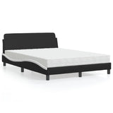 Lit avec matelas noir et blanc 140x190 cm similicuir