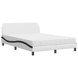 Lit avec matelas blanc et noir 140x190 cm similicuir