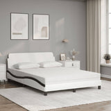 Lit avec matelas blanc et noir 140x190 cm similicuir