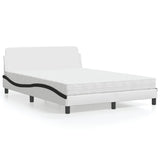 Lit avec matelas blanc et noir 140x190 cm similicuir