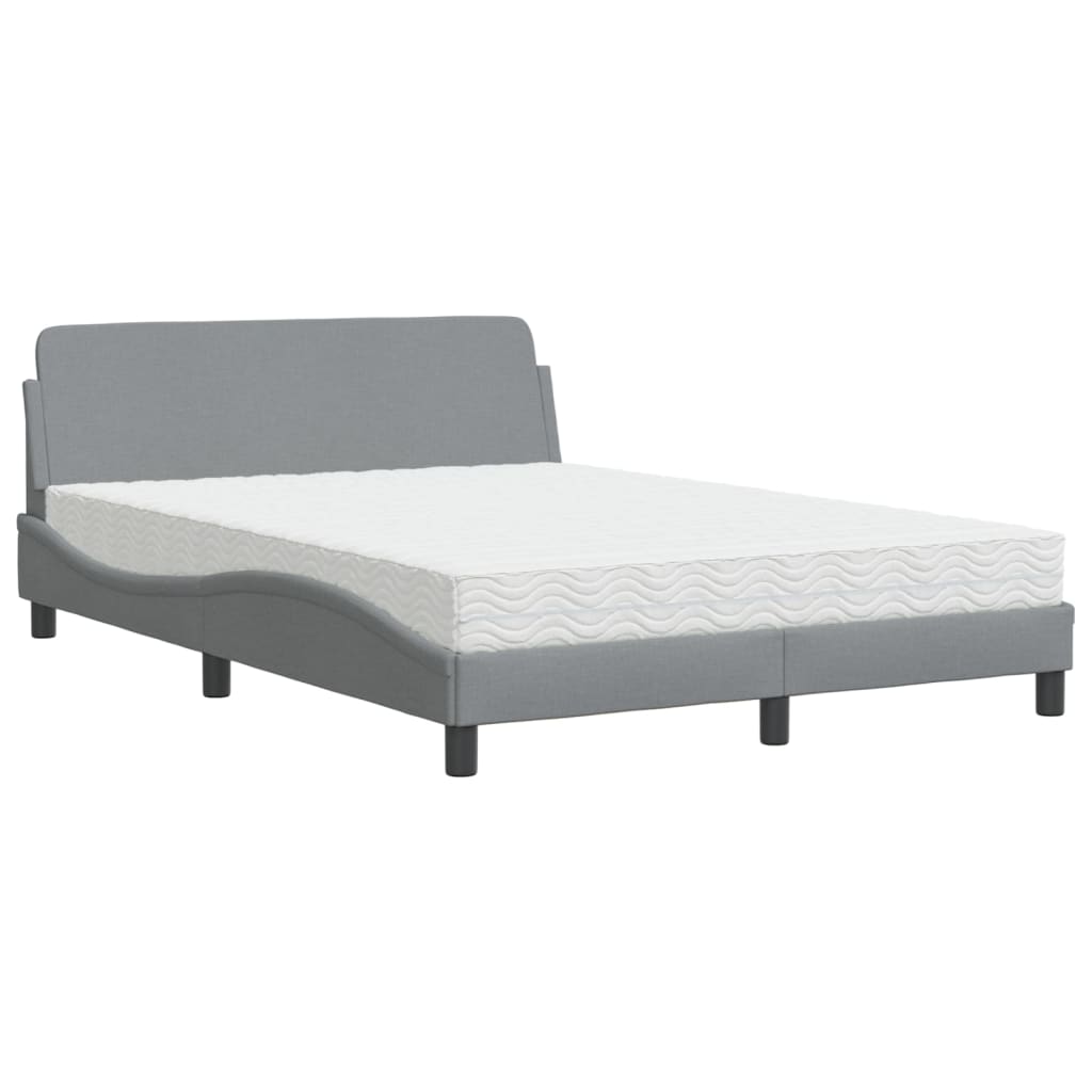 Lit avec matelas gris clair 140x200 cm tissu