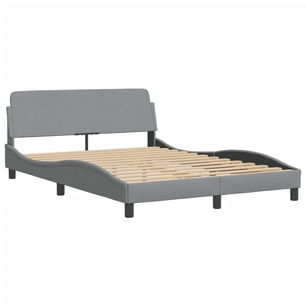 Lit avec matelas gris clair 140x200 cm tissu