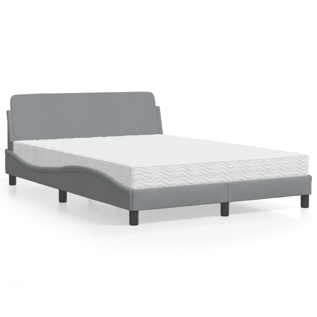 Lit avec matelas gris clair 140x200 cm tissu