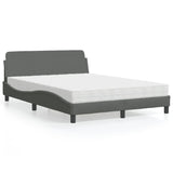 Lit avec matelas gris foncé 140x200 cm tissu