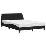 Lit avec matelas noir 140x200 cm tissu