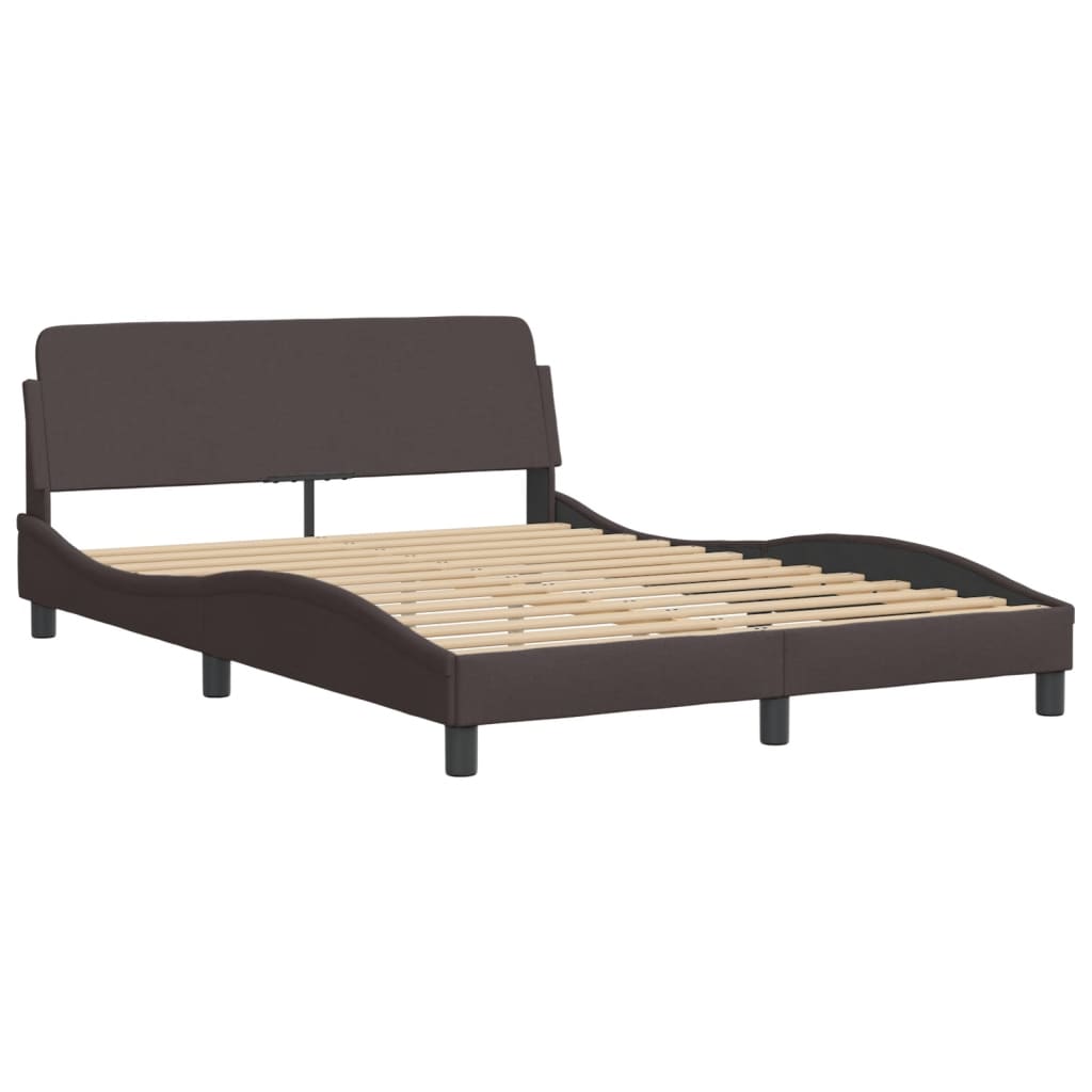 Lit avec matelas marron foncé 140x200 cm tissu