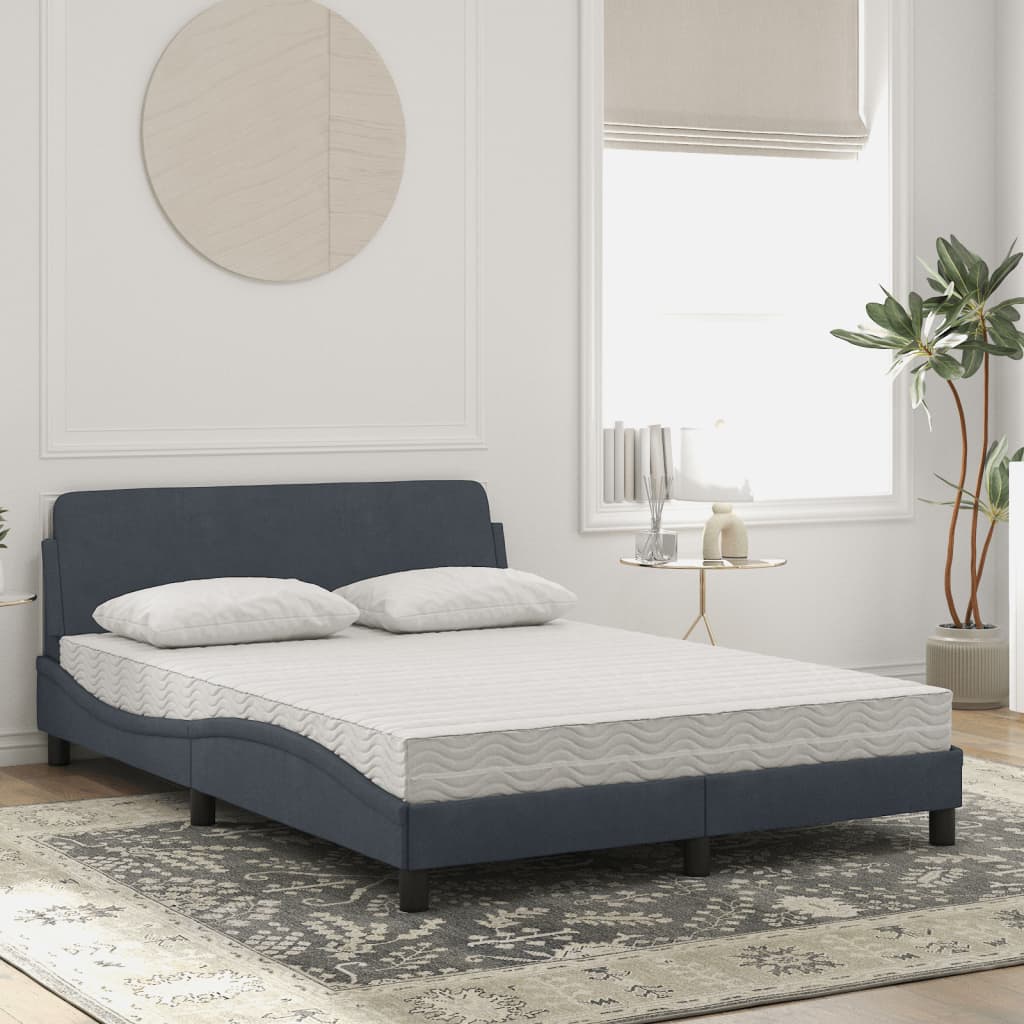 Lit avec matelas gris foncé 140x200 cm velours