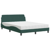 Lit avec matelas vert foncé 140x200 cm velours