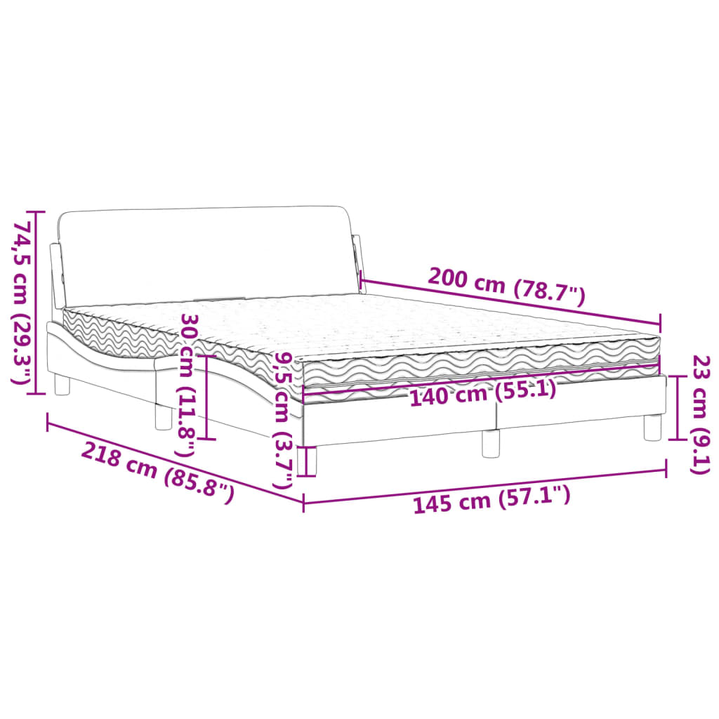 Lit avec matelas vert foncé 140x200 cm velours