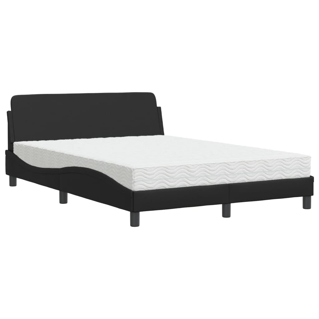 Lit avec matelas noir 140x200 cm similicuir