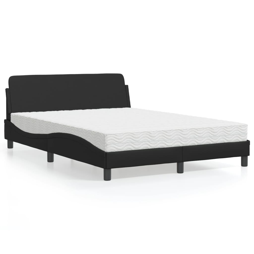 Lit avec matelas noir 140x200 cm similicuir