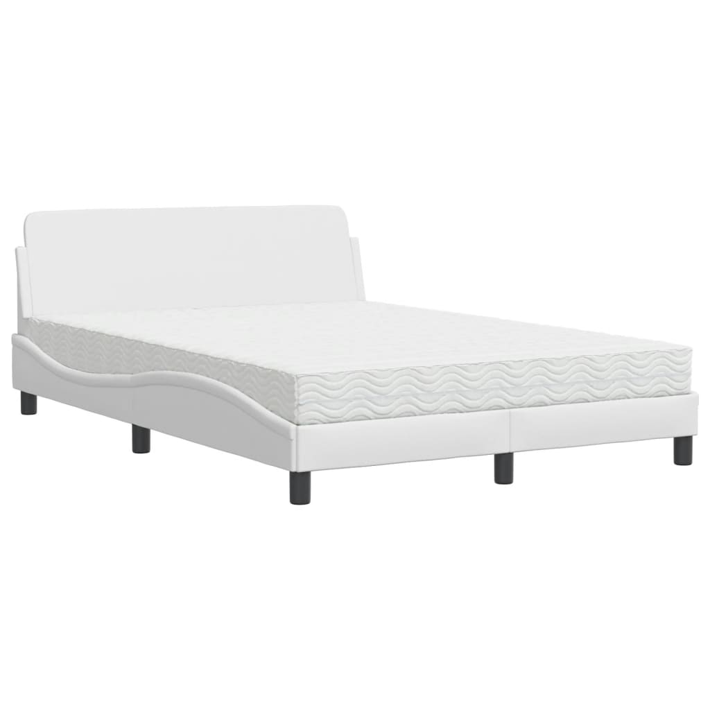 Lit avec matelas blanc 140x200 cm similicuir