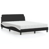 Lit avec matelas noir et blanc 140x200 cm similicuir