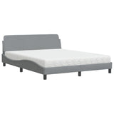 Lit avec matelas gris clair 160x200 cm tissu