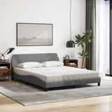 Lit avec matelas gris clair 160x200 cm tissu