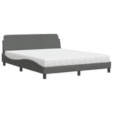 Lit avec matelas gris foncé 160x200 cm tissu