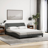 Lit avec matelas gris foncé 160x200 cm tissu