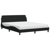 Lit avec matelas noir 160x200 cm tissu