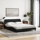 Lit avec matelas noir 160x200 cm tissu