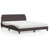 Lit avec matelas marron foncé 160x200 cm tissu