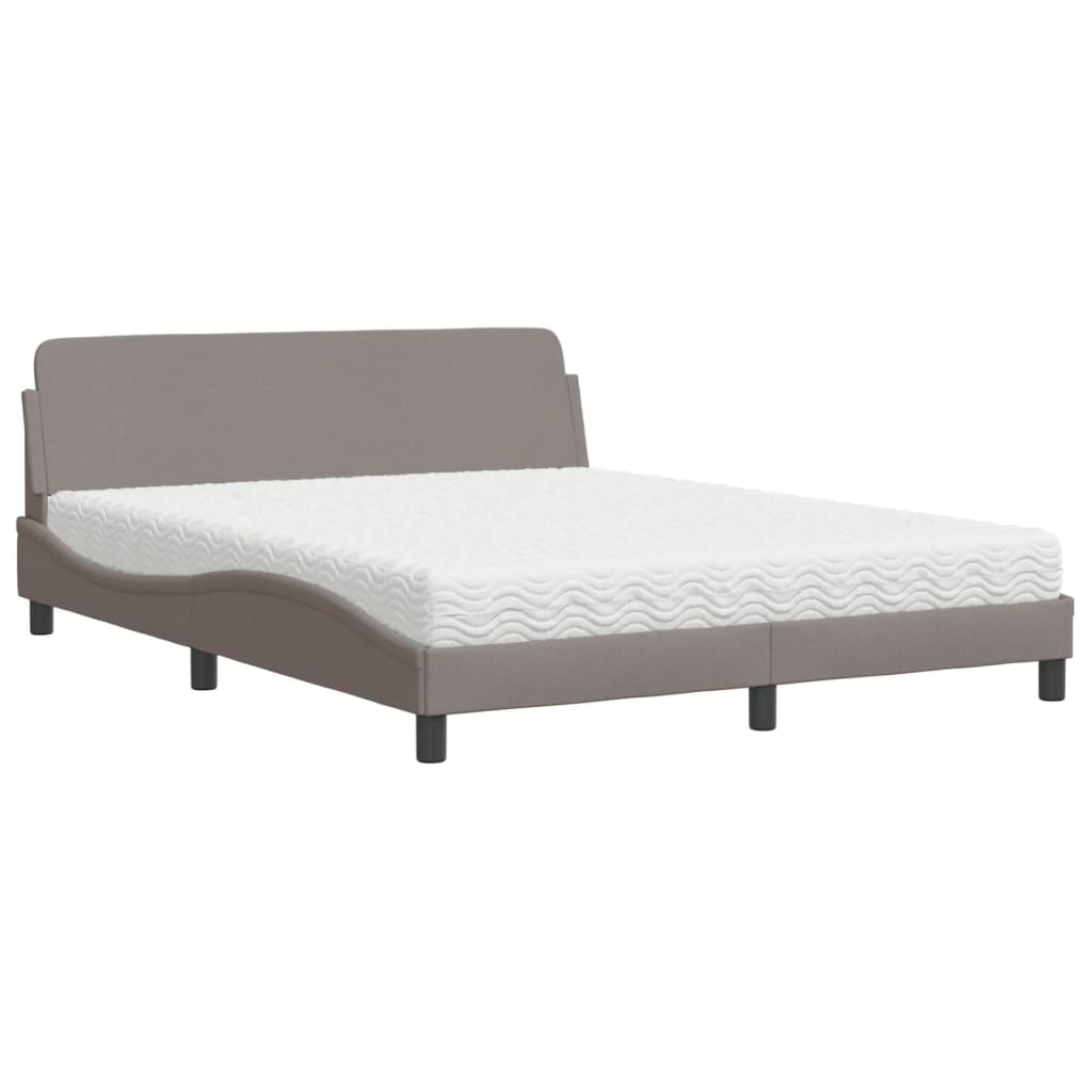 Lit avec matelas taupe 160x200 cm tissu