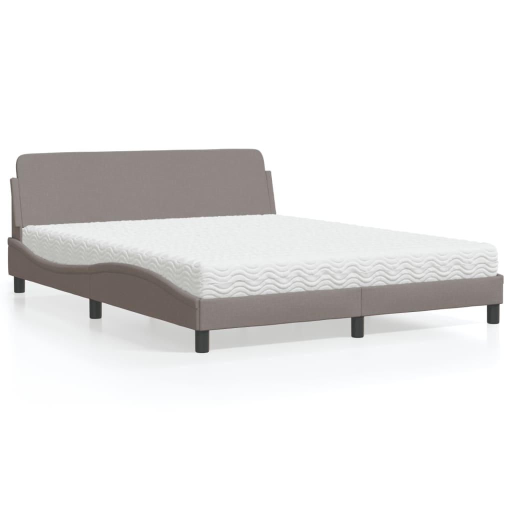 Lit avec matelas taupe 160x200 cm tissu