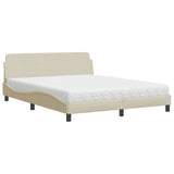 Lit avec matelas crème 160x200 cm tissu