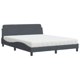 Lit avec matelas gris foncé 160x200 cm velours